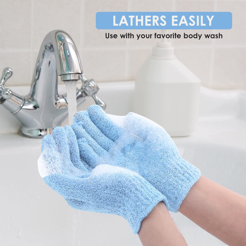 Sibba Pack of 8 Exfoliating Gloves Bamboo Exfoliating Gloves Body Exfoliating Washcloth Scrub Glove for Shower Spa Massage and Dead Skin Cells Black+Light Blue+Light Gray+Dark Blue - NewNest Australia