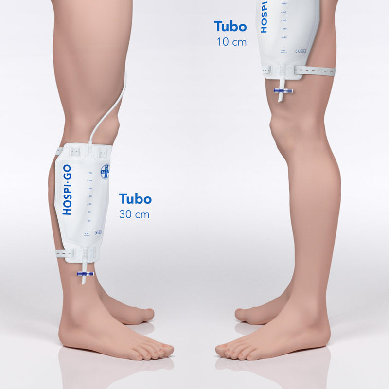 Aiesi Urine Bag Leg Bag Reusable Contents 750 Ml 30 Cm Tube With Drain Valve (T) And Anti-Reflux Valve Hospi-Go (Pack Of 10), Back Made Of Breathable Material - NewNest Australia