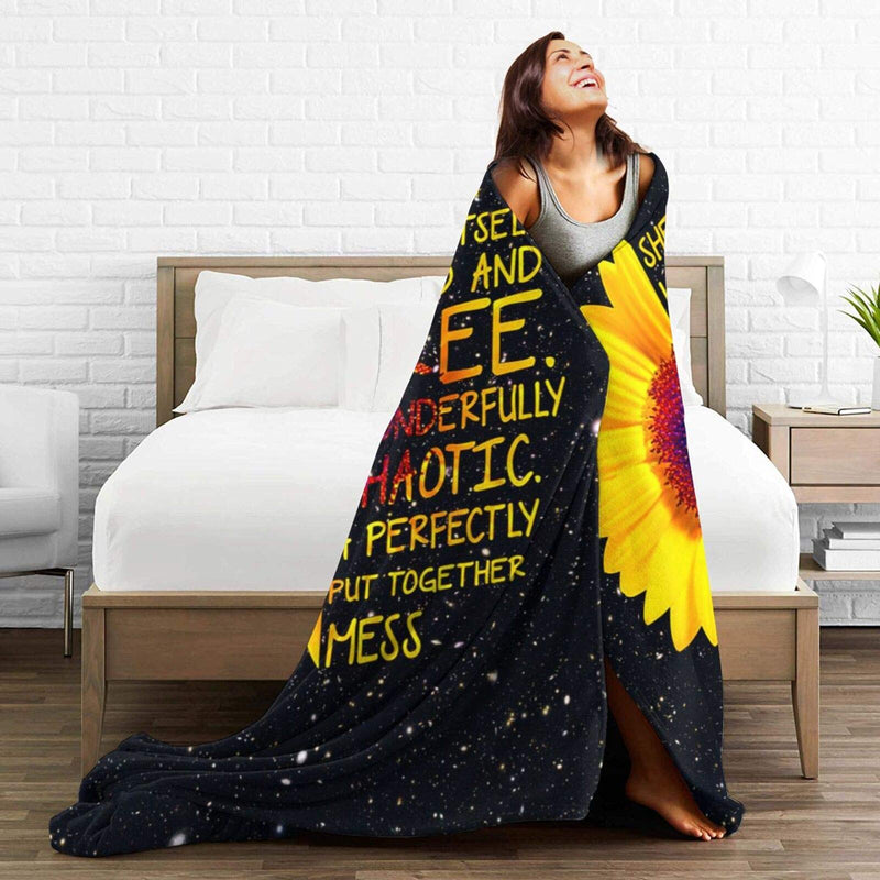 NewNest Australia - Sunflower Quotes Flannel Blanket,Super Soft Throw Blankets Warm Fuzzy Plush Blanket for Women,Reversible Bed Blanket for Crib Couch Chair Living Room Travel,Sunflower Gifts for Kids Adults 50"X40" 50"x40" Black and Yellow Sunflower Quotes 