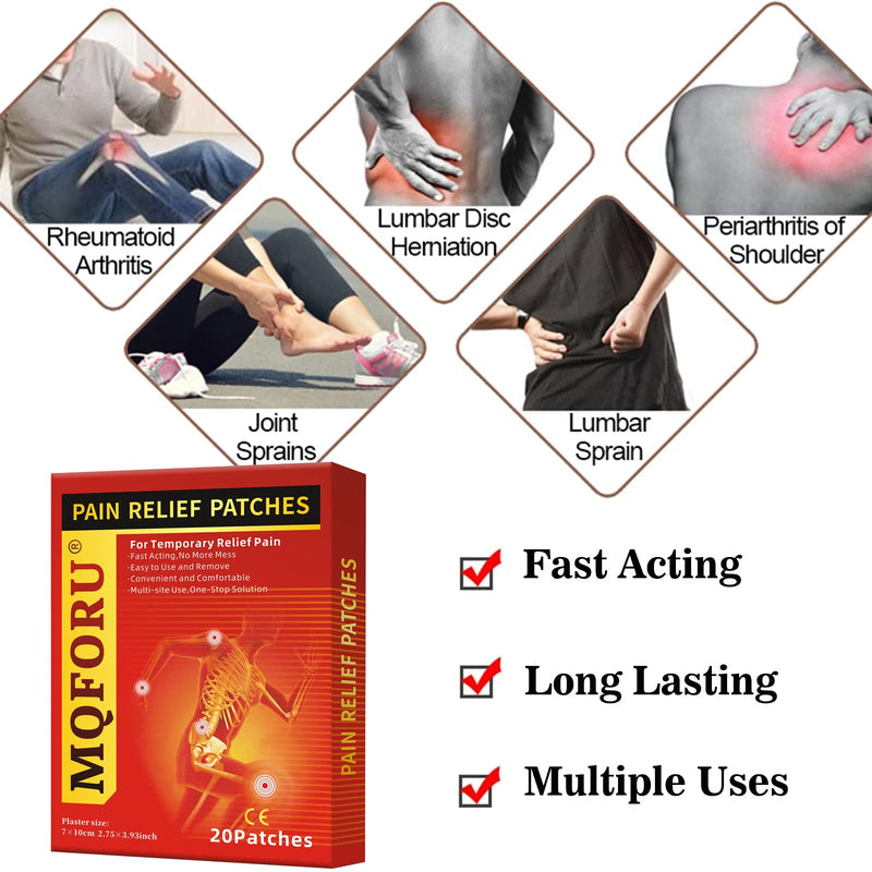 Pain Relieving Patches 20 PCS Pain Relief Plaster, Herbal Warming Pain Relief Heat Patches for Joint/Muscle/Back/Knee/Arthritis Pain, Fast Acting Long Lasting up to 12 Hours - NewNest Australia
