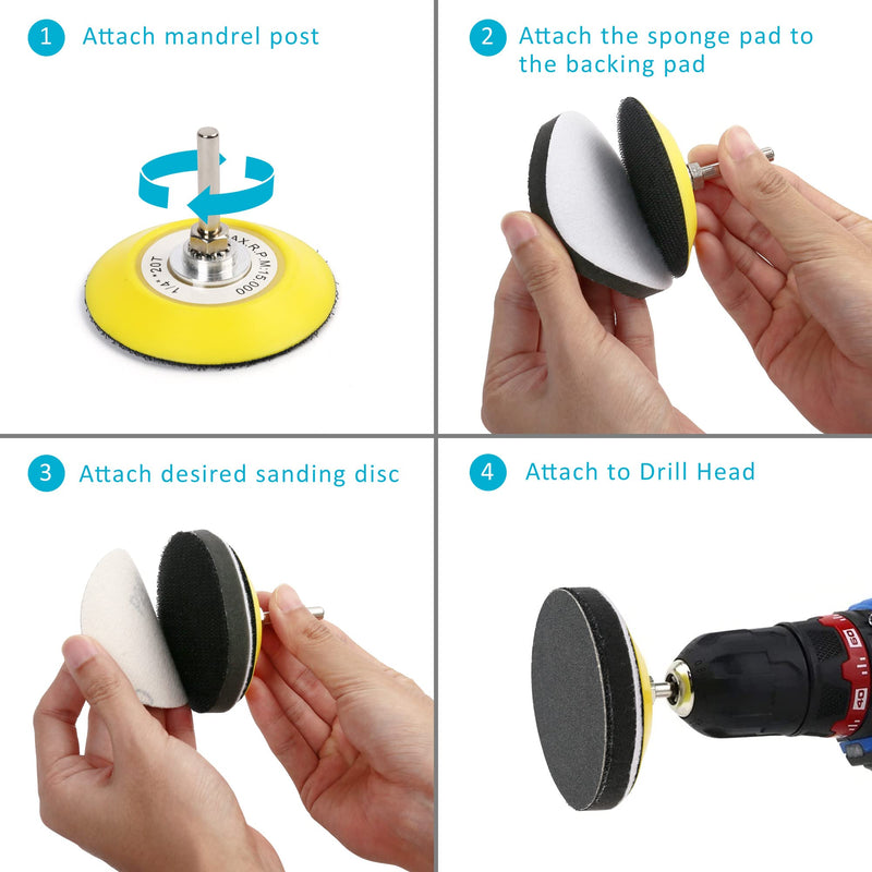 LotFancy 3 Inch Wet Dry Sanding Disc, 60pcs 60 to 7000 Grit, Silicon Carbide Hook and Loop Sandpaper with 1/4” Backing Pad and Foam Buffering Pad, for Automotive Wood Polishing & Finishing - NewNest Australia