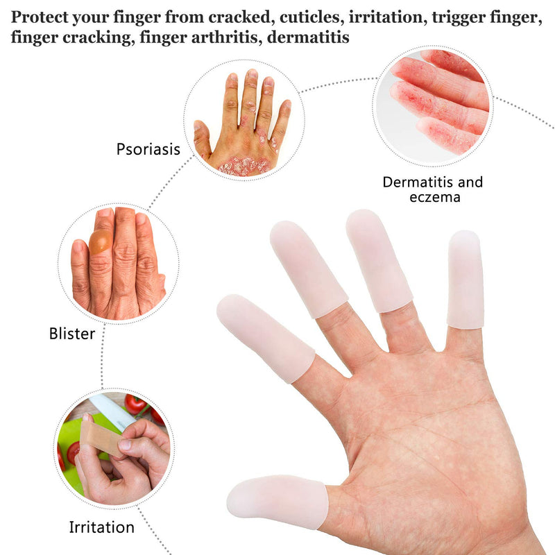 Frienda 30 Pieces Gel Finger Protector Finger Cots Silicone Finger Cover Cap Gel Finger Sleeves Finger Support for Finger Cracking, Finger Trigger (White) White - NewNest Australia