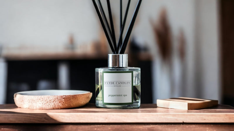 Peppermint Spa Reed Diffuser - Clyde Candles, Luxury Diffuser Oil with a Set of 7 Fibre Sticks, 100ml, Best Aroma Scent for Home, Kitchen, Living Room, Bathroom. Fragrance Diffusers Set with Sticks - NewNest Australia