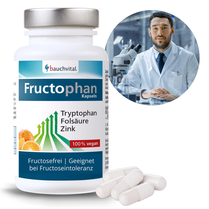 Fructophan 60 capsules, top seller with zinc, folic acid and tryptophan. Naturally fructose-free. Just one capsule once a day. - NewNest Australia