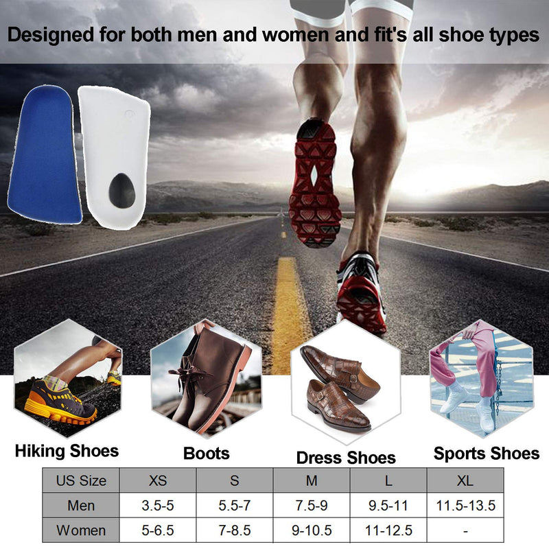 3/4 Length Plantar Fasciitis Insoles, Half Orthotic Inserts for Supination, Pronation, Oversupination, Flatfoot, Overpronation, Heel Spurs, Foot Pain Relief Arch Support Insoles for Men and Woman(XS) XS: UK (3-4.5) Blue + Grey - NewNest Australia
