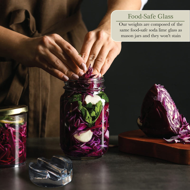 Fermentation Weight Set of 2 - Glass Fermentation Weights for Mason Jars (Wide Mouth), Perfect for Glass Jar Fermentation, Pickling Kit, Glass Weights for Fermenting Jars, Canning Weights - NewNest Australia