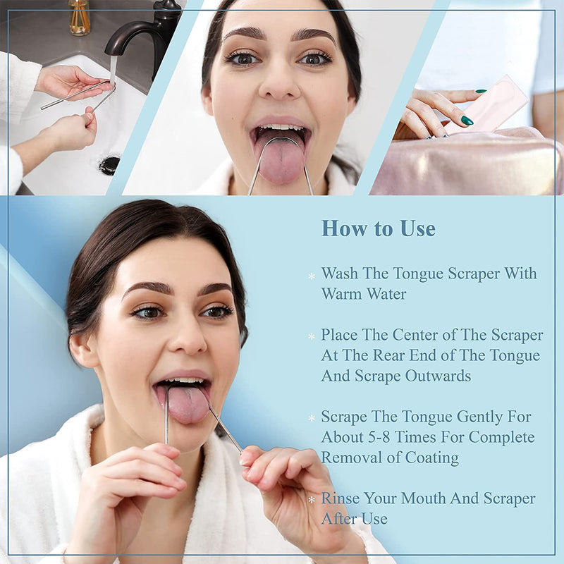 Bobozhong Tongue Scraper, 1 Piece, Stainless Steel Tongue Cleaner, Tongue Cleaner, Natural Silver, Antibacterial Tongue Brush, For Adults And Children, U-Shape Tongue Scraper - NewNest Australia