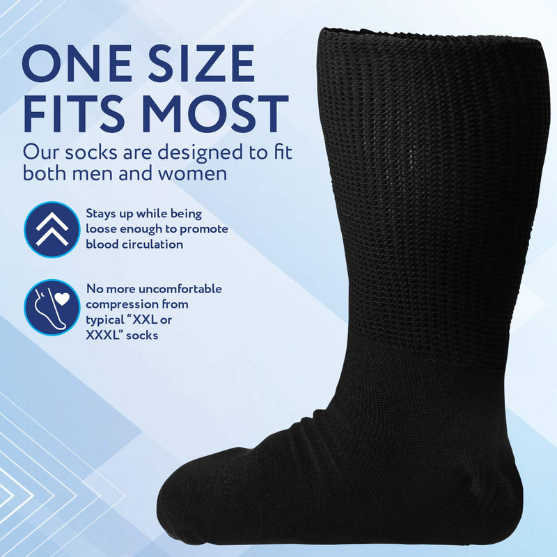 2 Pairs of Impresa Extra Width Socks for Lymphedema - Bariatric Sock - Oversized Sock Stretches up to 30'' Over Calf for Swollen Feet And Mens and Womens Legs - One Size Unisex - NewNest Australia