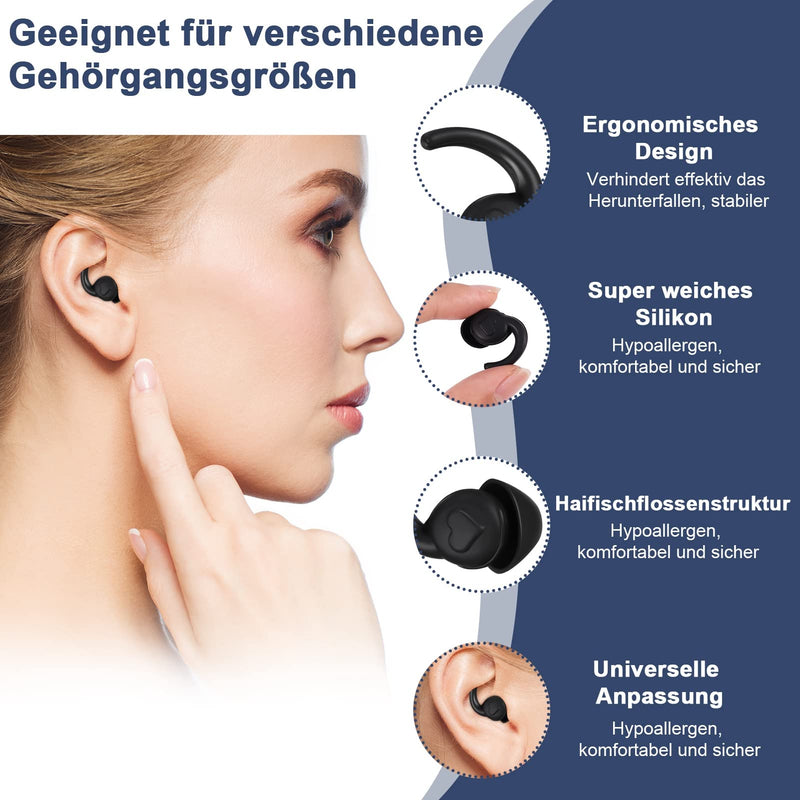 Dacitiery Ear Plugs Sleeping 2 Pairs Extra Soft Ear Plugs Noise Canceling Ear Plugs Sleeping Noise Reduction By 31 Db Silicone Ear Plugs For Sleeping, Work, Learning, Reading (Black) - NewNest Australia