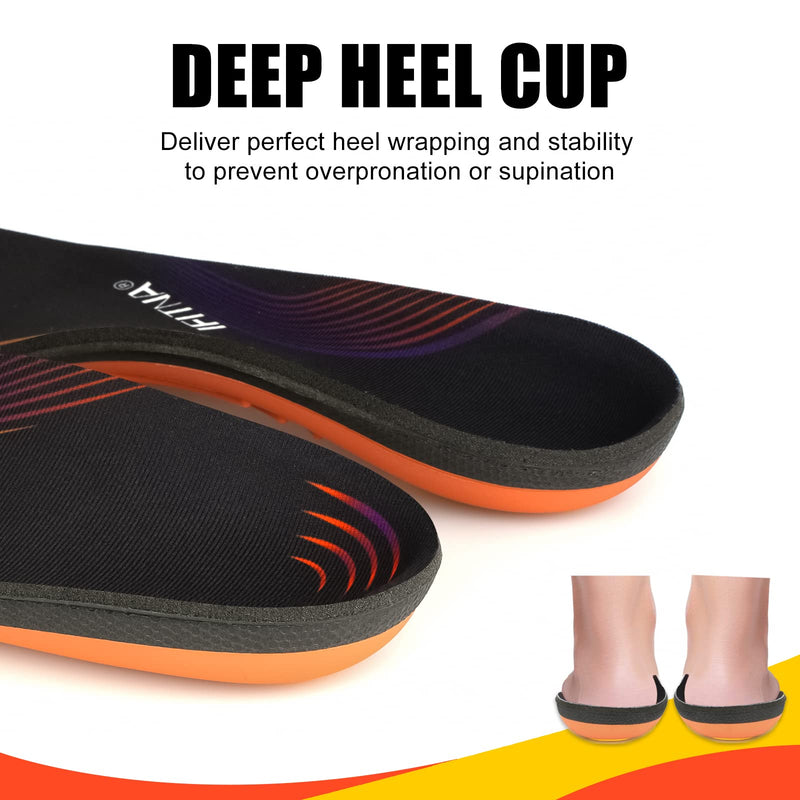 Full Length Arch Support Shock Absorption Orthotic Insole,Insert for Flat Feet,Plantar Fasciitis,Relieve Foot Soreness Unisex,Suitable Athletic,Work Shoes(Size:UK-5,Length:9.44",Black) UK-5-24CM--9.44" Black - NewNest Australia
