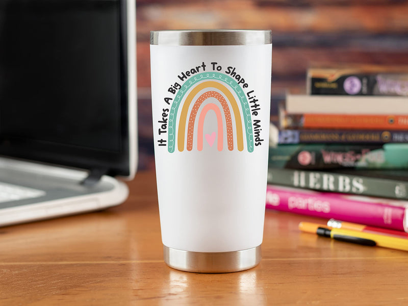 Teacher Gifts Coffee Mug - "It Takes a Big Heart to Shape Little Minds" 20oz Tumbler/Mug - Cute Idea for Appreciation Week, Virtual Teaching, Best, Valentines Day - NewNest Australia