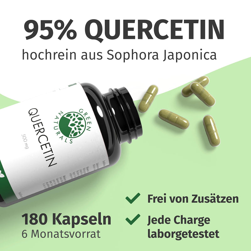 Quercetin - 180 capsules of 500 mg each made in Germany - 100% vegan & without additives - supply for 6 months - NewNest Australia