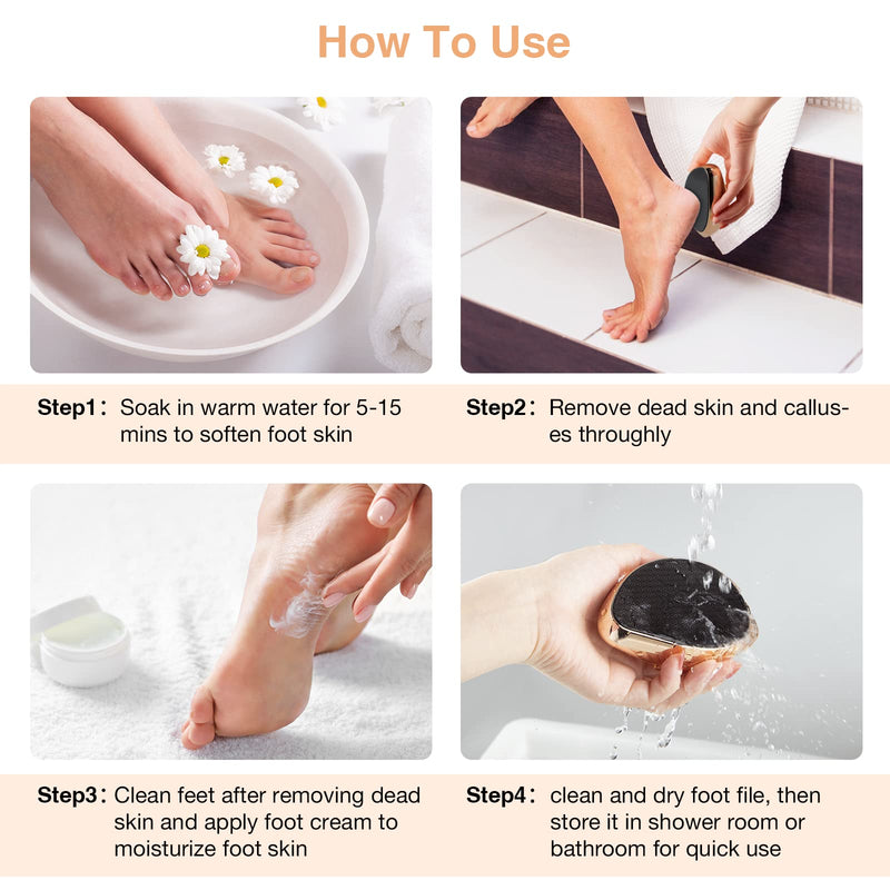 AnjoCare Nano Glass Foot File, Hard Skin Callus Remover, Foot Scraper Salon Home Pedicure Tool for Foot Beauty Care, Can Be Used on Both Wet/Dry Cracked Feet（Golden) Gloden - NewNest Australia