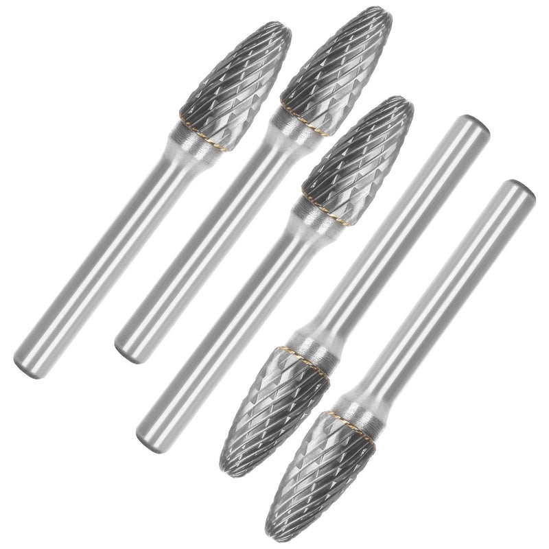 5 PCS Rotary Files Burrs 10mm Head Cylinder Shape Tungsten Carbide Rotary Burrs Set E Shape Shank Bits Burrs for DIY Woodworking, Drill Engraving File Tree Shape - NewNest Australia