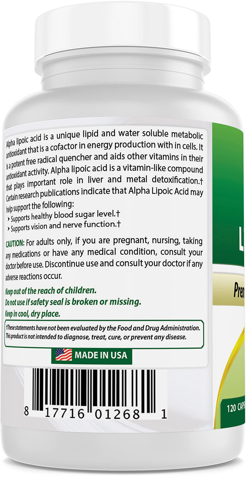 Best Naturals Alpha Liopic Acid 600 mg 120 Count - ALA Alpha Lipoic Acid Powerful Antioxidant 120 Count (Pack of 1) - NewNest Australia