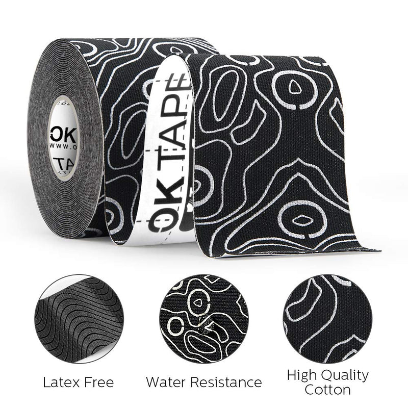 OK TAPE PRO Kinesiology Tape Therapy Pain Relief Muscle Support Prevent Injury Athletic Sports Tape Latex Free and Last Upto 5 Days - Uncut Printed 2 inch x 16.4 feet Roll Beige+Beige - NewNest Australia