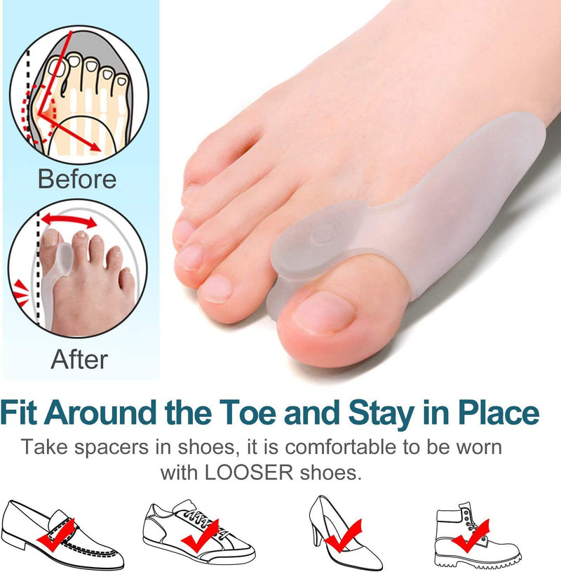 PrettSole 2 Pairs Bunion Cushion Pads (1/2’’Thickness), Bunion Protector with Spacer to Separate Big Toe, Bunion Relief Pads with Gel Shield to Relieve Bunion Pain, Treat Pain in Big Toe Joint - NewNest Australia