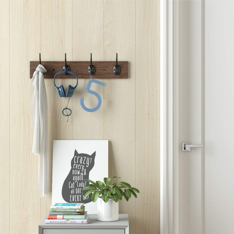 NewNest Australia - BAMEOS Wall Mounted Coat Rack, Bamboo Wall Coat Rack Hooks, Coat Hat Hanger Hooks, 4-Hook Rail for Entryway, Bathroom, Bedroom,Closet Room, Kitchen (Brown) Brown 