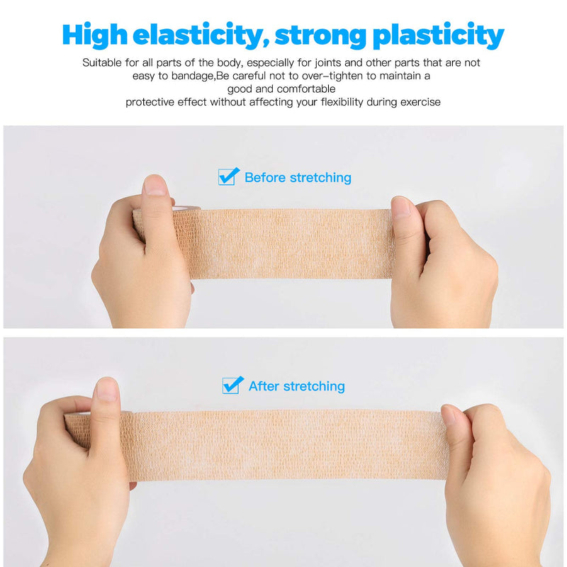 Cohesive Bandage 5 Cm X 4.5 M Self Adhesive Bandage Wrap Breathable Bandage Wrap Athletic Elastic Self Adherent Wrap For Sports Injury, Wrist, Knee, Ankle Sprains And Swelling (8 Pack Beige) - NewNest Australia