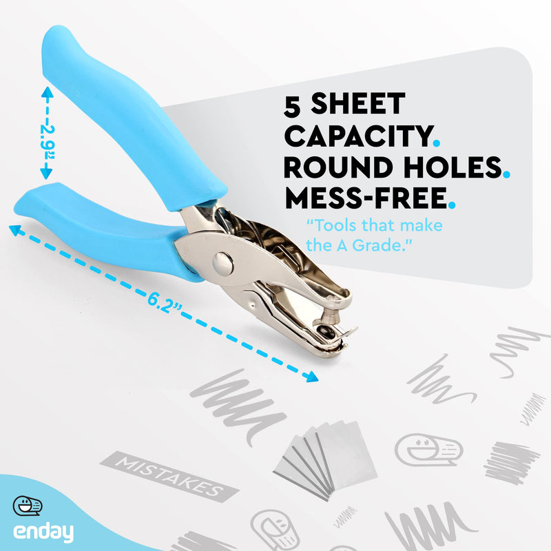 Single Hole Punch Metal Blue, 1/4” Hole Puncher with Soft Grip Handles for Paper and Crafts Round Circle Shape, for Kids and Adults, Also Available in Green, Pink, Red, Purple, Grey, 1 Pc – by Enday - NewNest Australia