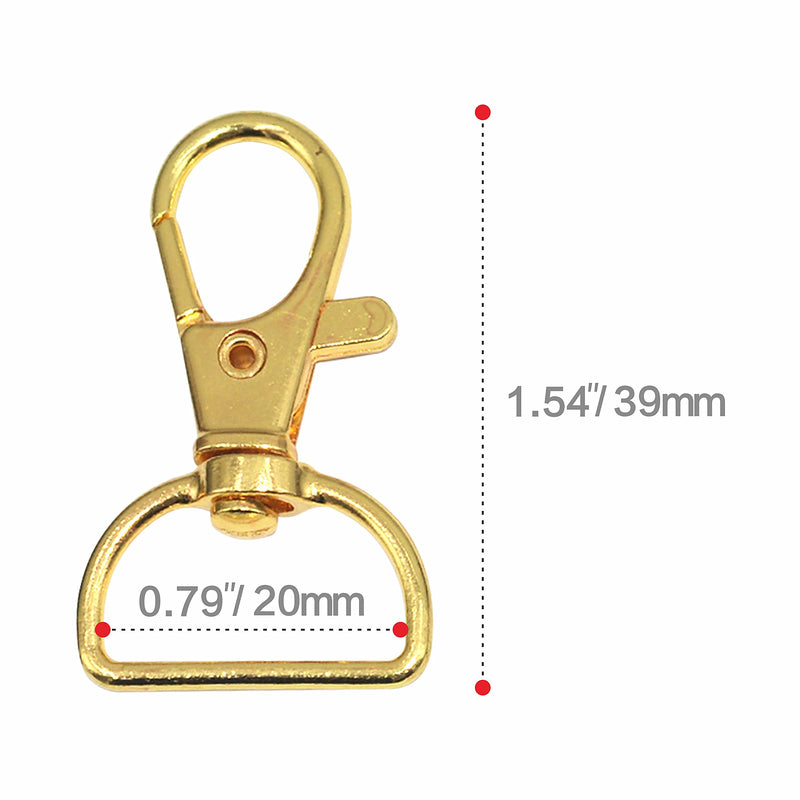 80 Pack Lanyard Swivel Snap D Ring Hooks for Crafts and Purse Hardware (1.5” L X 0.75” W) 7 Colors - NewNest Australia