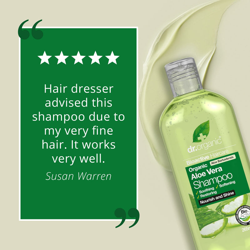 Dr Organic, Organic Aloe Vera Shampoo, Natural , Vegan , Cruelty Free , Paraben & SLS Free , Eco Friendly Recyclable Packaging, For Women & Men, Palm Oil Free, 265ml (Pack of 1) - NewNest Australia