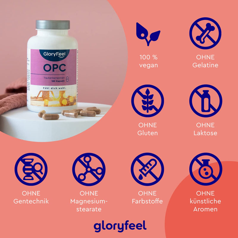 Opc Grape Seed Extract Capsules - 1000Mg Pure Opc From Original French Grapes Per Daily Dose - 95% Real Opc Content Plus Vitamin C - Laboratory Tested And Made In Germany Without Additives - NewNest Australia
