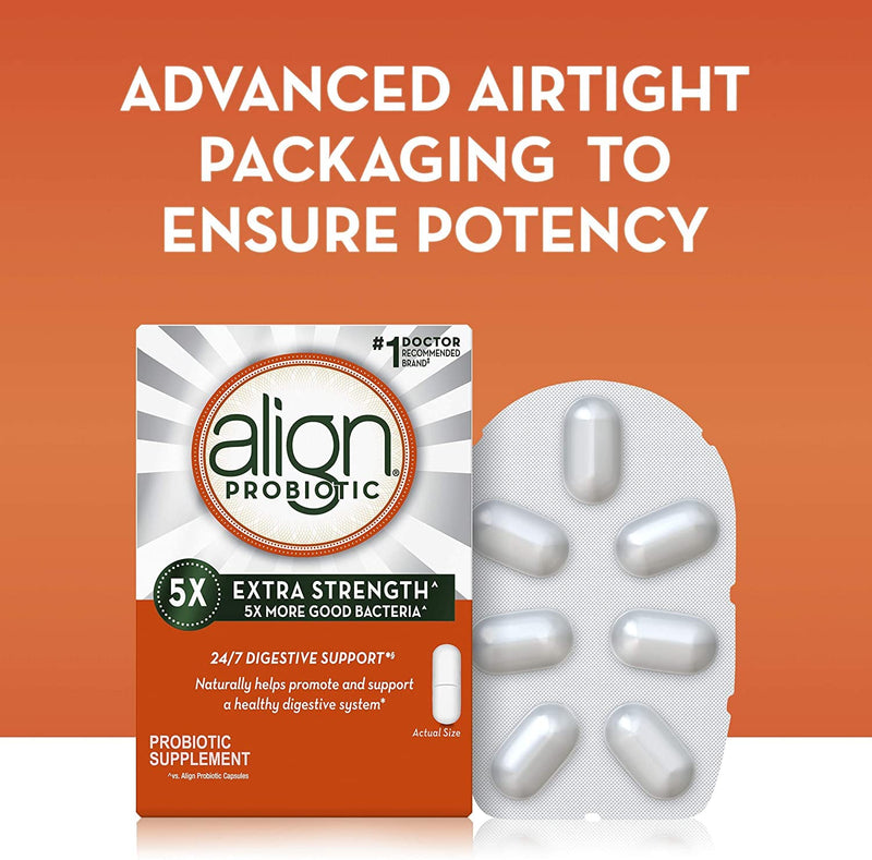 Align Probiotic Extra Strength, #1 Doctor Recommended Brand, 5X More Good Bacteria to Help Support a Healthy Digestive System, 42 Capsules - NewNest Australia