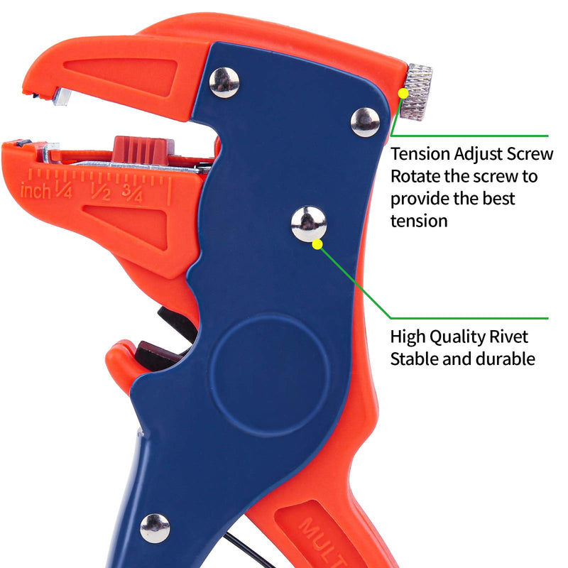 BOENFU Wire Strippers with Cutters, Automatic Quick Strip Wire Stripper Spring Loaded Multitool Suitable for 10 to 24 AWG,6 inches, Blue - NewNest Australia