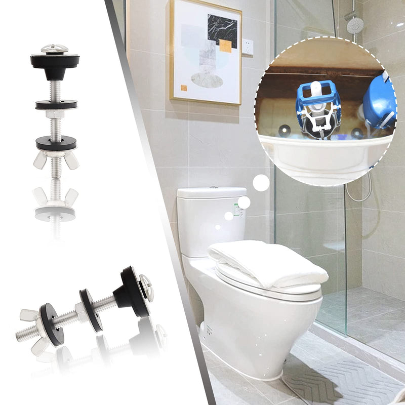 2PCS Universal Toilet Tank to Bowl Bolts Kit, Heavy Duty Toilet Bolts, Waterproof Stainless and Rubber Washers Gaskets with Extra Long Nut Screw for Fastening (Silver) 2PCS - NewNest Australia