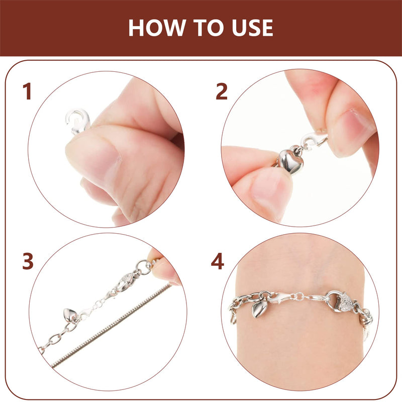 925 Sterling Silver Double Lobster Clasp and Necklace Extender White Gold Plated Double Lobster Clasps Connector Bracelet Necklace Extension Clasp for Jewelry Making（4pcs） 4Pcs Silver - NewNest Australia