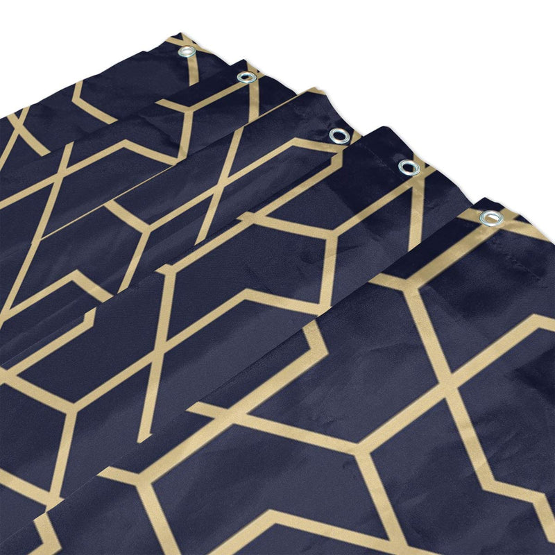 Geometric Lines with Blue-Black Background Pattern Polyester Fabric Waterproof Shower Curtains Set for Bathroom Decor Gold Geometric Lines 72x72 Inch - NewNest Australia