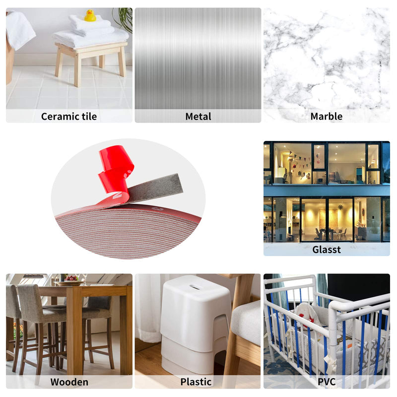 108Ft Double Sided Tape,Mounting Adhesive Tape Heavy Duty, Waterproof Foam Tape, LED Strip Lights, Home Decor, Office Decor (0.39In Black) 0.39In x 108 Ft - NewNest Australia