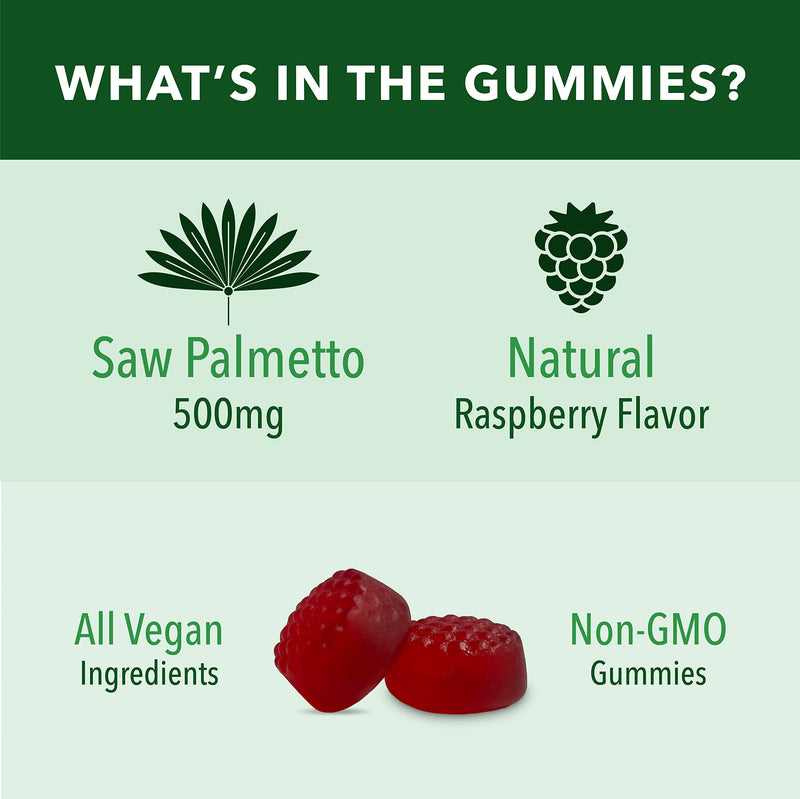 Saw Palmetto Gummies Hair Growth Supplement for Women and Men to Assist Reversal of Balding & Hair Thinning by Blocking DHT Receptors | Vegan Gummies - NewNest Australia