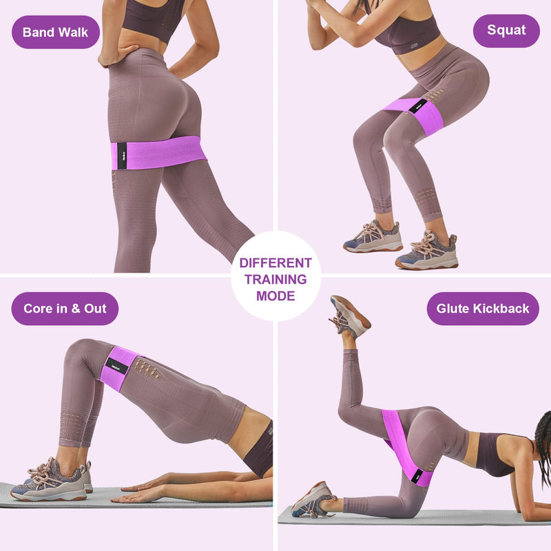 DeTake Resistance Bands, Fabric Workout Bands Set of 3 for Hips & Glutes, Non-Slip Exercise Booty Women / Men Beginners Athletes Strength Training, Yoga, Pilate, Fitness, Black, Purple, Green - NewNest Australia