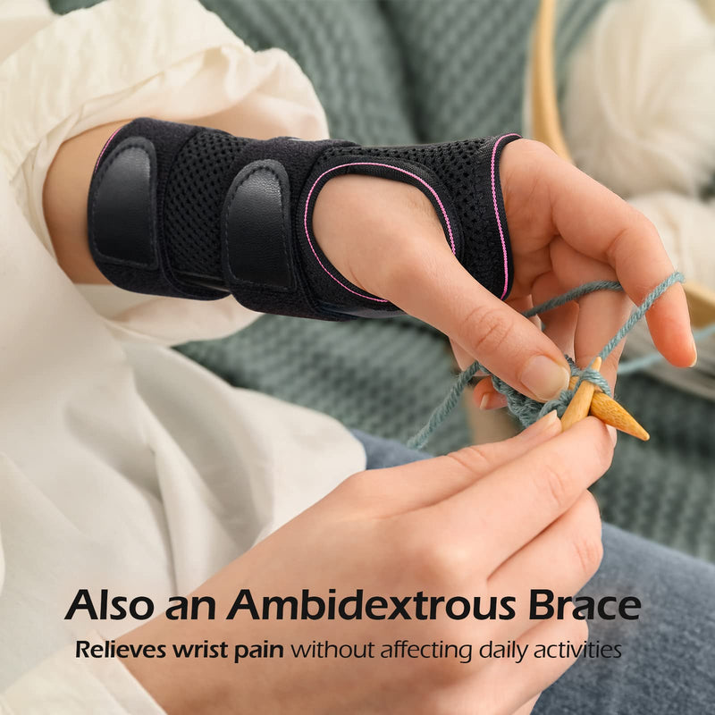FREETOO Doctor Approved Wrist Support with 3 Stays,Adjustable Day Night Carpal Tunnel Wrist Splint for Men Women,Wrist Support Brace for Arthritis,Tendonitis,Sprained,RSI and Sports Protecting Left(13-20CM) Left-RoseRed - NewNest Australia
