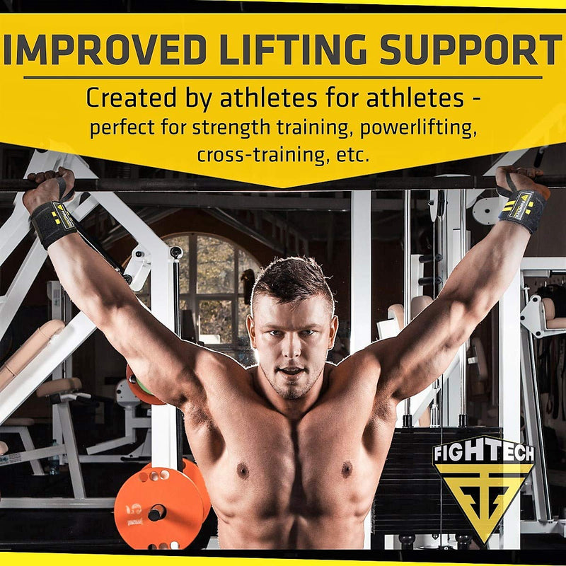 FIGHTECH Wrist Wraps for Weight Lifting 18 inch Professional Grade Wrist Support Braces for Weightlifting, Crossfit and Strength Training | for Men and Women Black - NewNest Australia
