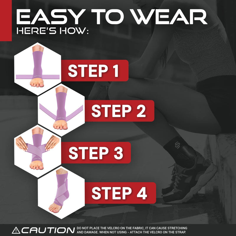 Sleeve Stars Ankle Brace Achilles Tendonitis Support, Foot & Plantar Fasciitis Support Strap, Heel & Tendon Bandage Pain Relief, Ankle Tape & Compression Wrap Sleeve for Men & Women 1 Light Purple - NewNest Australia