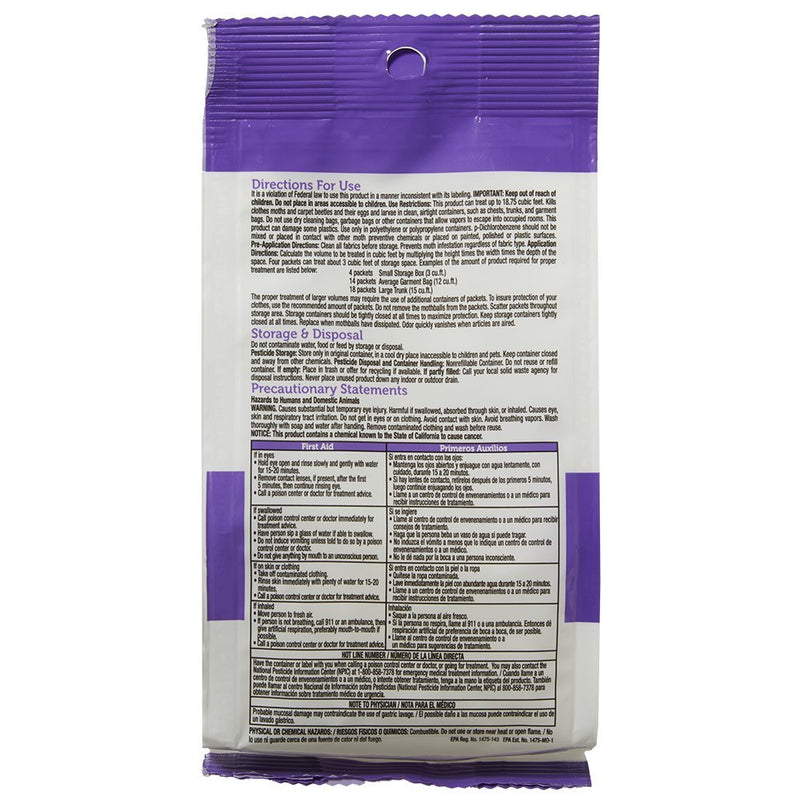 NewNest Australia - Enoz Moth-Tek Packets Lavender Scent - 6 oz. Bag 1 ea. Kills Clothes 