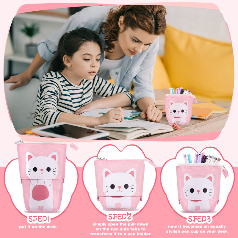 400 Pieces Cute Cat Stationery Set Cartoon Kawaii Stationary Cute School Supplies Including Gel Ink Pens Sticky Memos Notes Telescopic Pencil Pouch Bag Correction Tapes Album Sticker for School Office - NewNest Australia