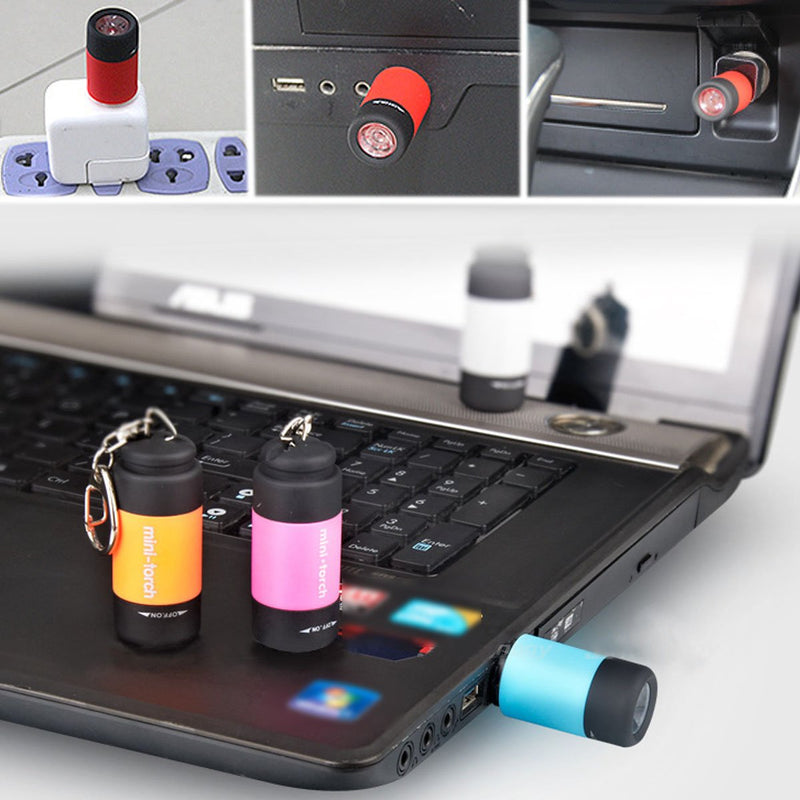 UCEC 8 Pack Mini USB Torch Rechargeable Colorful LED Flashlight High-Powered Keychain Lamp(Multicolor) - NewNest Australia