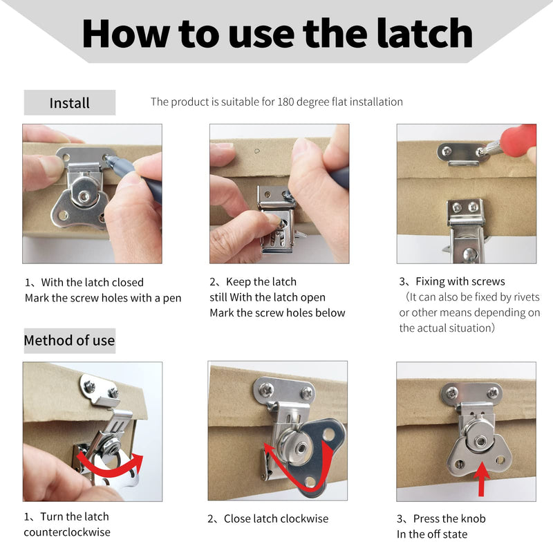 ESUDNT 6 Pack Stainless Steel Twist Latch, Butterfly Fastener Draw Latch for Box, Case (Screws Included) - NewNest Australia