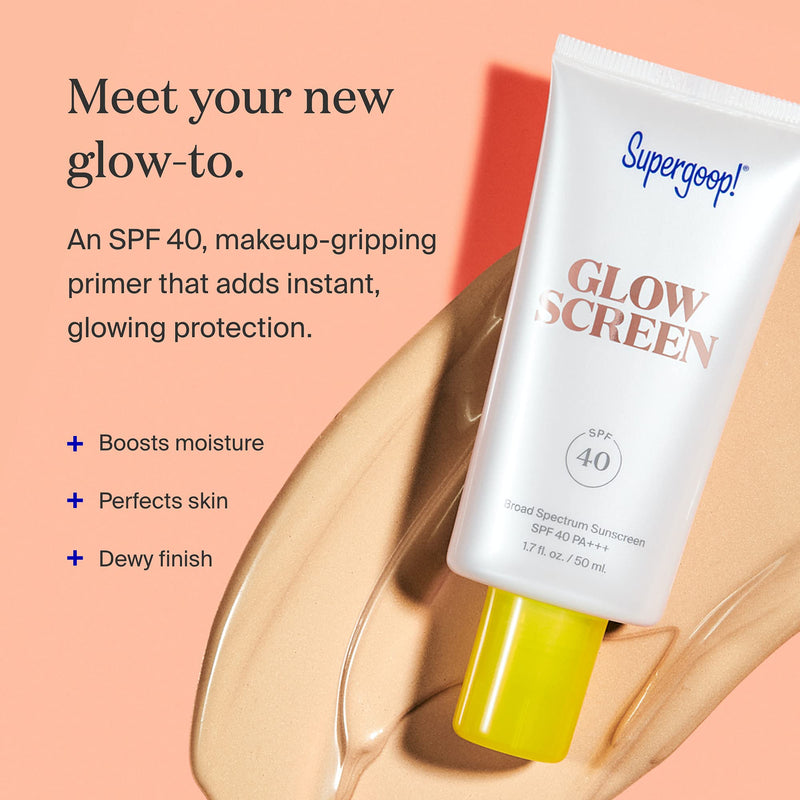 Supergoop! Glowscreen SPF 40 PA+++, 0.5 fl oz - Primer + Broad Spectrum Sunscreen with Blue-Light Protection - Adds Instant Glow & Hydration - Contains Hyaluronic Acid, Vitamin B5 & Niacinamide 0.5 Fl Oz (Pack of 1) - NewNest Australia