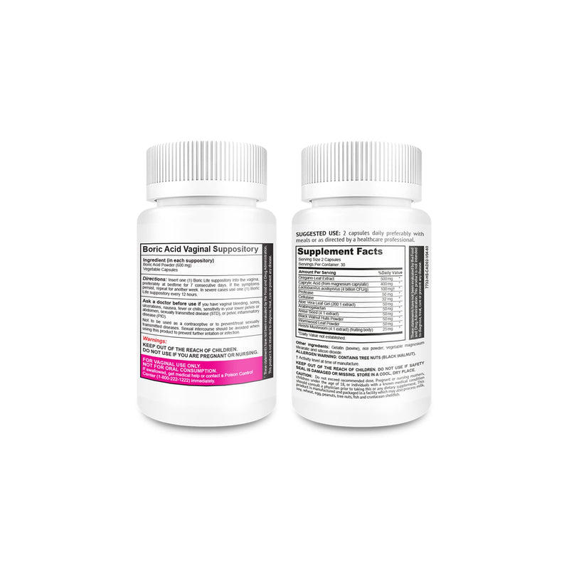 NutraBlast Boric Acid Vaginal Suppositories 600mg (30 Count) w/Feminine Balance Complex (60 Capsules) | Vaginal Detox & Cleanse | Supports Healthy Intestinal Flora & Immune System - NewNest Australia