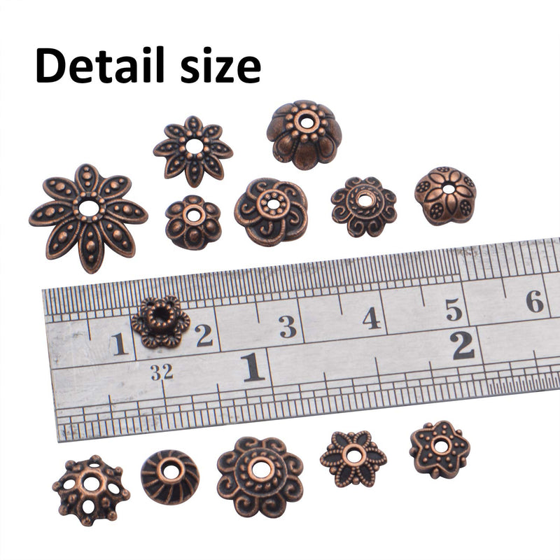 BronaGrand 100 Gram(About 180-350pcs) Bead Caps Metal Spacers Jewelry Findings Accessories for Bracelet Necklace Jewelry Making,Antique Copper Antique Copper - NewNest Australia