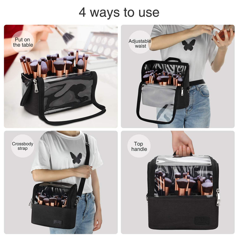 Relavel Professional Cosmetic Case Makeup Brush Organizer Makeup Artist Case with Belt Strap Holder Multi Functional Cosmetic Bag Makeup Handbag for Travel Home Gift - NewNest Australia