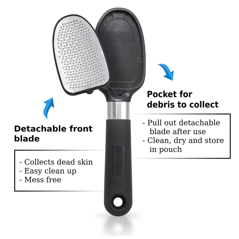 Rikans Foot File Foot Rasp Callus Remover Dead Skin Remover Double Sided Foot Scrubber Foot Care Pedicure Tool to Remove Hard Skin Can Be Used Wet or Dry Skin Surgical Grade Stainless Steel File - NewNest Australia