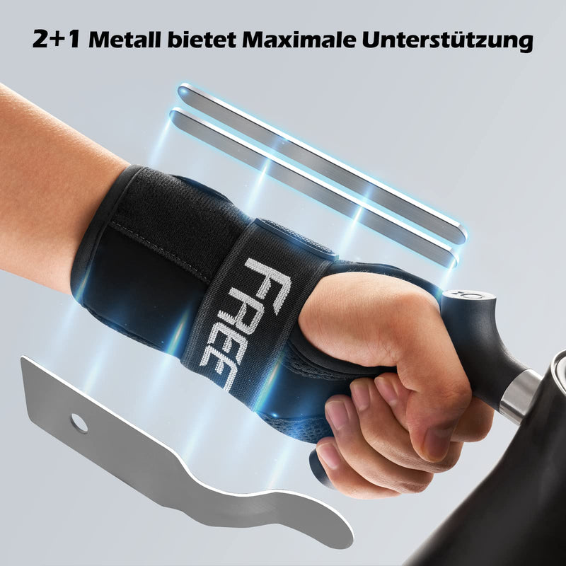 FREETOO Wrist Support with 3 Metal Splints for Carpal Tunnel Syndrome, Comfort Wrist Bandages Soft Pads for Women Men, Wrist Splint Tendinitis, Arthritis, Sprain Recovery S/M (Wrist 13-19 CM) Left Black - NewNest Australia