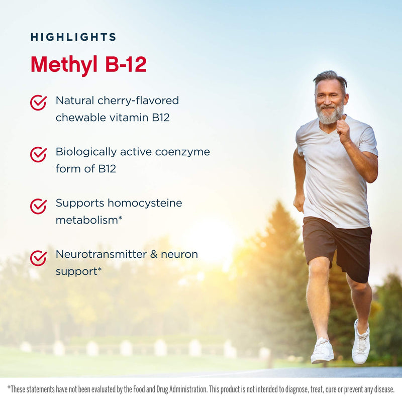 Jarrow Formulas Methyl B-12 5000 mcg - 60 Chewable Tablets, Cherry - Bioactive Vitamin B12 - Supports Energy Production, Brain Health & Metabolism - Gluten Free -Pink 60 Servings 60 Count (Pack of 1) 5000 MCG, 60 LOZENGES, CHERRY FLAVOR - NewNest Australia
