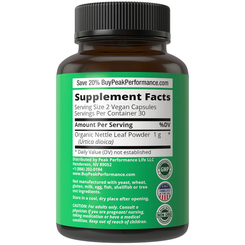 Organic Stinging Nettle. Vegan Capsules Made with Organic Stinging Nettle Leaf Powder for Prostate, Hair Growth, Allergy. Better Than Root Extract. Plant Based Herb Supplement Pills, Tablets - NewNest Australia